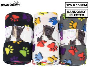 Paws & Claws 125x150cm Large Fleece Pet Blanket - Randomly Selected