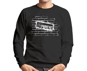 Popeye Brick Wall Poster Men's Sweatshirt - Black