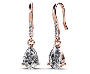 Pretty Pea Earrings Embellished with Swarovski crystals-Rose Gold/Clear