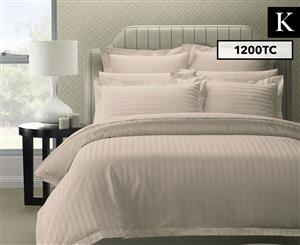 Royal Comfort 1200TC Damask Stripe King Bed Quilt Cover Set - Silver