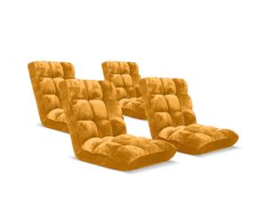 SOGA Floor 4x Recliner Folding Lounge Sofa Futon Couch Folding Chair Cushion Apricot
