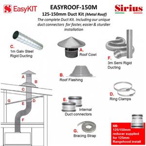 Sirius - EASYROOF-150T - 125-150mm Tiled Roof Ducting Kit