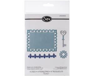 Sizzix Thinlits Dies 4/Pkg-Border Label Medallion & Key