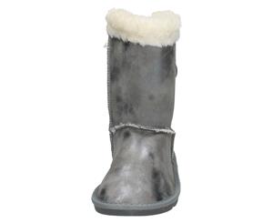 Spot On Childrens Girls Metallic Faux Fur Lined Winter Boots (Pewter) - KM226