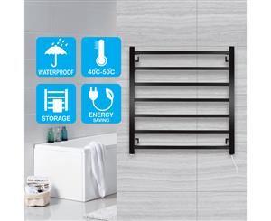 Square 7 heat rods heated towel rail Matt Black