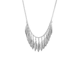 Sterling Silver Leaf Charms Necklace 18" - White