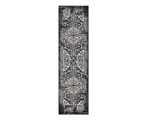 Symphony Navy Blue Modern Vintage Runner Rug