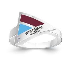 West Ham United FC Diamond Ring For Women In Sterling Silver Design by BIXLER - Sterling Silver