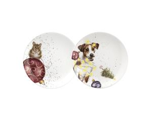 Wrendale Designs Coupe Plates Set of 2 Mouse and Dog