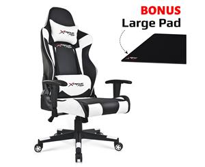 Xtreme Racing Gaming Office Chair PU Leather Computer Executive Recliner Seat C - White