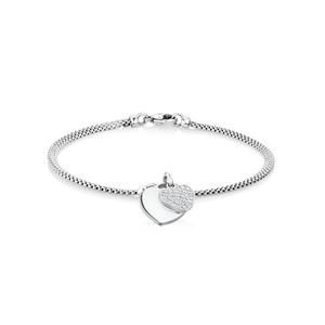 19cm (7.5") Double Heart Bracelet in Sterling Silver