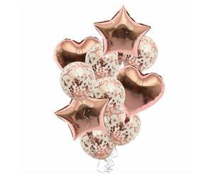 20pcs RoseGold Heart Confetti Helium Balloons Sequins Balloon Set Wedding Party