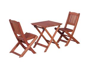 3 Pieces Solid Eucalyptus Wood Children Bistro Set Garden Folding Set