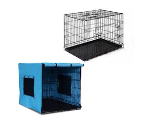 36 inch Collapsible Pet Dog Cage Puppy Crate Carrier with Cover - Black