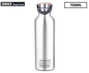 360 Degrees Narrow Vacuum Insulated Drink Bottle 750mL - Silver