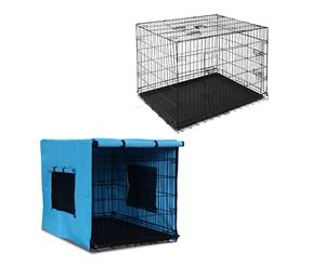 42 inch Collapsible Dog Cage Pet Crate Kennel Folding Pet Cage with Cover