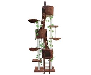 9 Level 260cm Cat Tree Scratching Post Scratcher Pole Brown