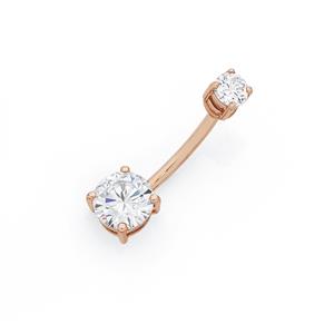 9ct Rose Gold CZ Belly Bar