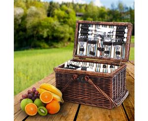 Alfresco Deluxe 4 Person Picnic Basket Set Folding Outdoor Insulated Liquor bag