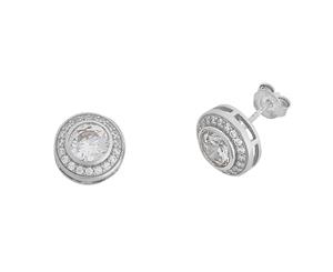 Bevilles Sterling Silver Cubic Zirconia Halo Earrings