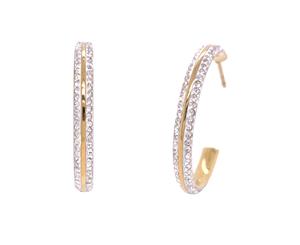 Bevilles Yellow Stainless Steel Crystal Pave Hoop Earrings