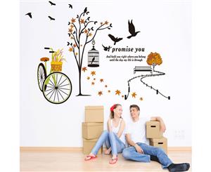 Bicycle Flower Basket Birdcage Decals Wall Sticker (Size 140cm x 100cm)