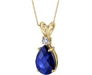 Blue Sapphire Diamond Pendant 14K Yellow Gold Pear 10 x 7 mm 2.5 ct NSJP9600