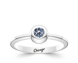 Chicago White Sox Sapphire Ring For Women In Sterling Silver Design by BIXLER - Sterling Silver