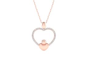 De Couer 9KT Rose Gold Diamond Motherly Love Necklace (1/10CT TDW H-I Color I2 Clarity)