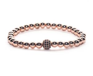 Decked-Up Men's Beads Bracelets - Rosegold Beads with Rosegold Studded Globe Charm