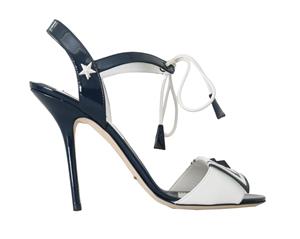 Dolce & Gabbana Blue White Leather Sandals Marina Shoes