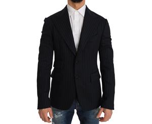 Dolce & Gabbana Gray Striped Slim Fit Wool Jacket Blazer