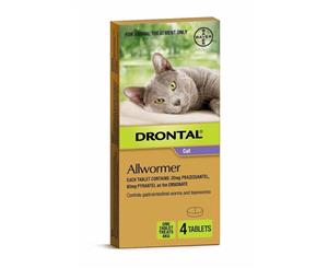 Drontal Ellipsoid Allwormer for Cats and Kittens up to 4KG 4 Tablets