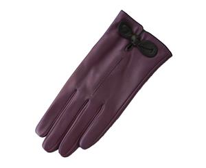 Eastern Counties Leather Womens/Ladies Contrast Bow Leather Gloves (Purple/Black) - EL210