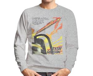 Flash Gordon Distressed Rocket Ship Men's Sweatshirt - Heather Grey