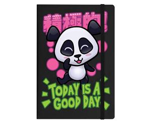 Handa Panda Today Is A Good Day A5 Hard Cover Notebook (Black) - GR582