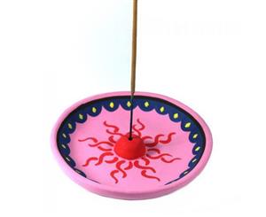 Handmade Clay Incense Holder Featuring The Sun - Incense Ash Catcher - Handmade