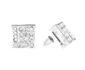 Iced Out Bling Hip Hop Earrings - BIG BALLER 14mm - Silver