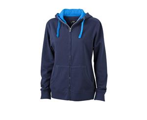 James And Nicholson Womens/Ladies Lifestyle Zip-Hoodie (Navy/Cobalt Blue) - FU483