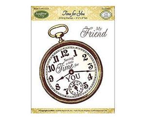 Justrite Papercraft Mini Cling Stamp Set 3.5X4 Time For You 2 Pieces