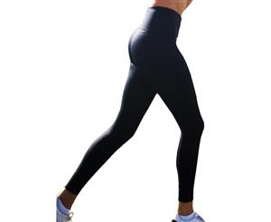 LaSculpte Women's Tummy Control Fitness Athletic Workout Sports Running High Waist F/L Yoga Tight with Mesh Insert - Black - Black