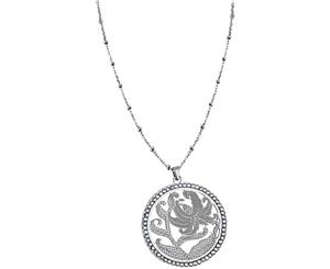 Lotus womens Stainless steel Zircon gemstone pendant necklace LS1718-1/1