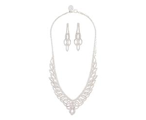 Lovisa Silver Diamante Cup Chain Drop Earring Necklace Set