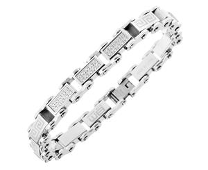 Master Stainless Steel Micro Pave CZ Bracelet - 10mm silve - Silver