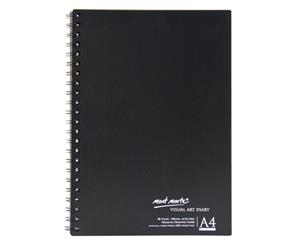 Mont Marte Visual Art Diary Spiral Bound Black Paper A4 140gsm 80 Sheet