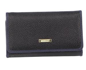 Morrissey Italian Structured Leather Flap Over Ladies Wallet (MO3033) - Black