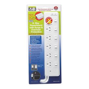 Mort Bay 6-Way Individually Switched Powerboard with Surge and Overload