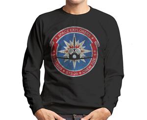 NASA STS 29 Discovery Mission Badge Distressed Men's Sweatshirt - Black