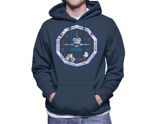 NASA STS 73 Columbia Mission Badge Distressed Men's Hooded Sweatshirt - Navy Blue