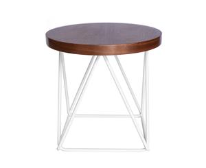 Oslo Round Side Table - Walnut & White